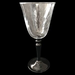 Cristal DArques Optic Twist Wine Glass Onyx France Black Stem Vintage Durand.  